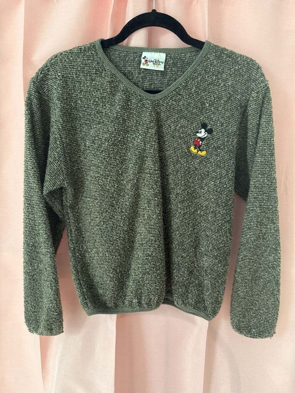 Vintage Walt Disney World Embroidered Mickey Mouse V-Neck Sweater